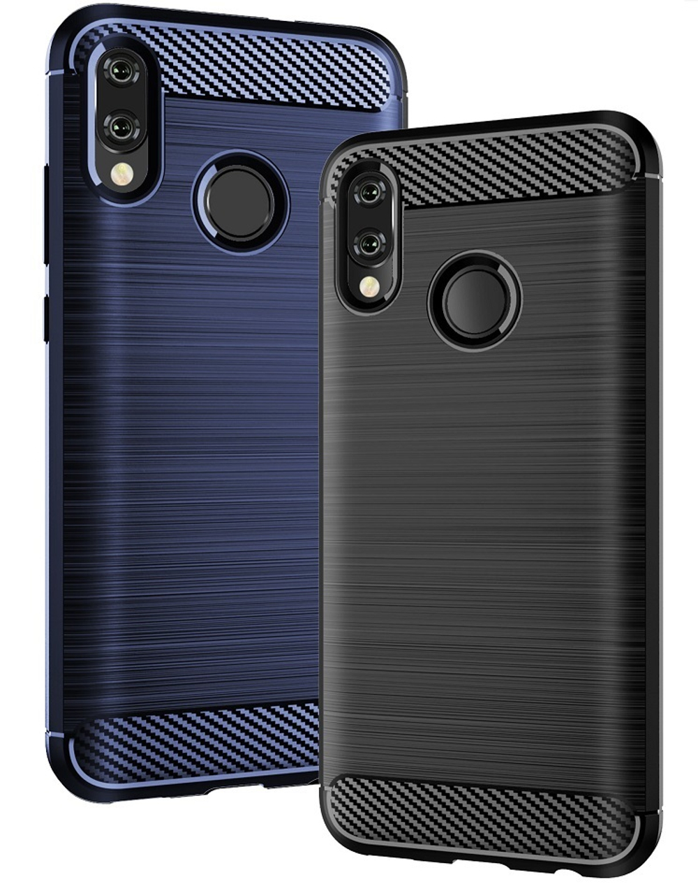 Чехол для Huawei Honor 10 lite (P Smart 2019 и Nova Lite3) цвет синий, серия Carbon от Caseport
