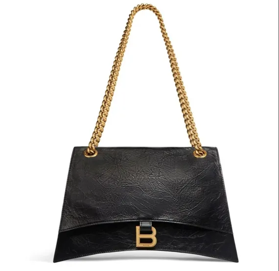 Сумка BALENCIAGA Crush среднего размера, черного цвета