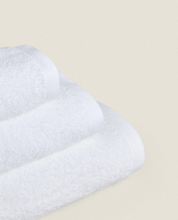 Zara Home - Гладкое махровое хлопковое банное полотенце (500 гхм2), белый, 30х50 см