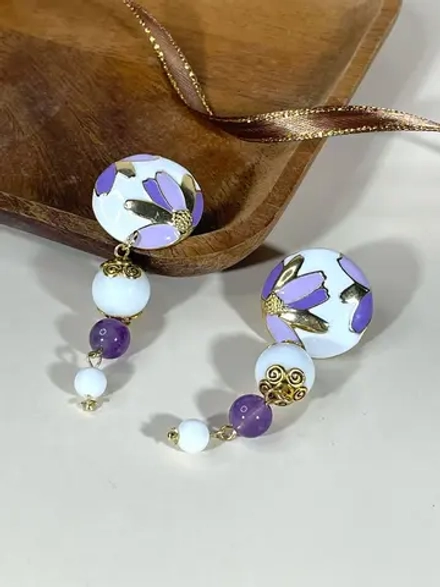 Серьги Цветочное поле с аметистом