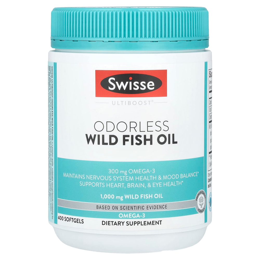 Swisse, Ultiboost® жир диких рыб без запаха, 1000 мг, 400 мягких таблеток