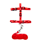 Шлейка для кошек с поводком,  шеи 20-30 см,  груди 30-42 см,  длина поводка 90-170 см, цвет красный