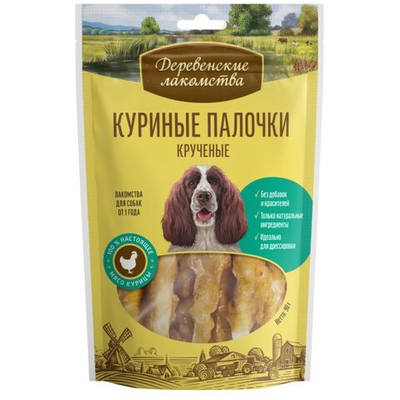 Деревенские лакомства куриные палочки крученые 90г