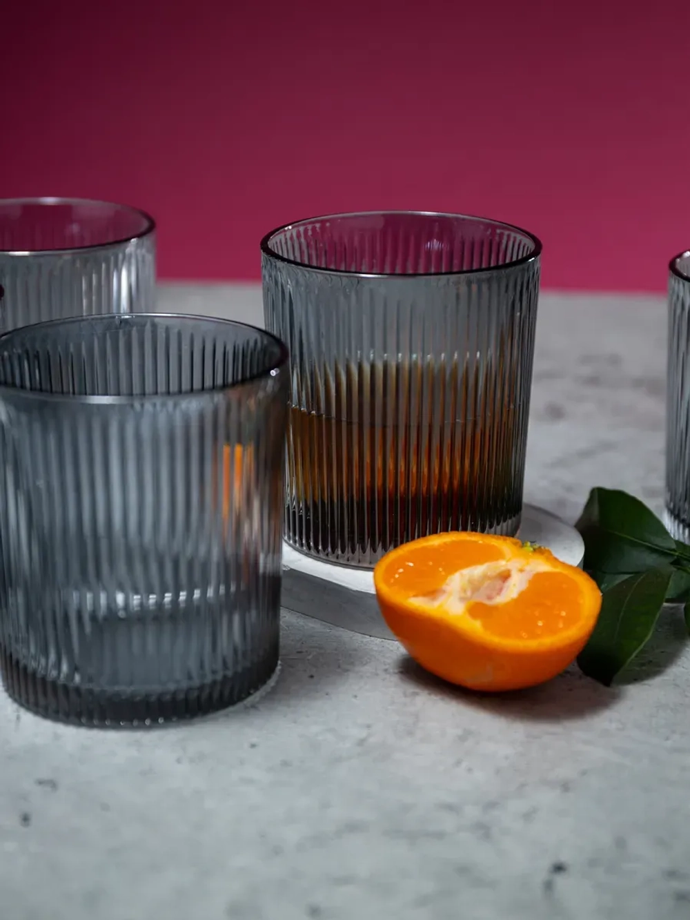 Набор ребристых бокалов для виски, 350 мл. 6 шт. черные