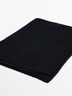 Massimo Dutti Шарф из 100% кашемира в рубчик, темно-синий