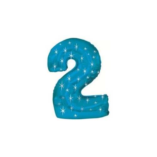 Шар (42''/107 см) Цифра, 2 Искры, Синий, 1 шт. в упак.