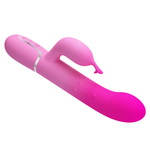 Розовый вибратор-кролик 22,6см с вращением и массажем бусин Pretty Love Rabbit Vibrator Shima Pink BW-500051-4