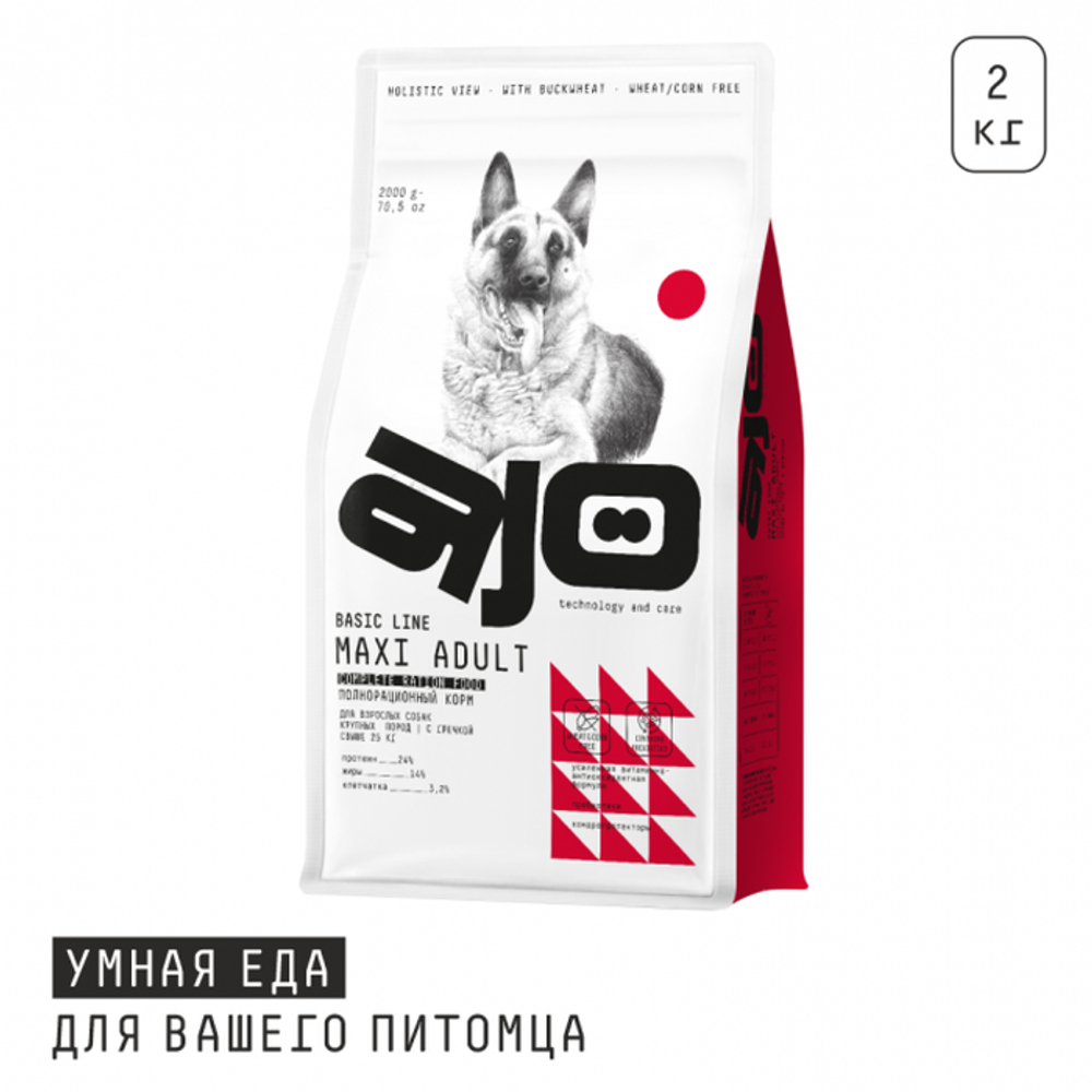 Сухой корм AJO Dog Maxi Adult для взрослых собак крупных пород с гречкой