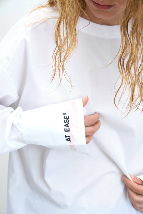 Лонгслив из рубашечной ткани белый