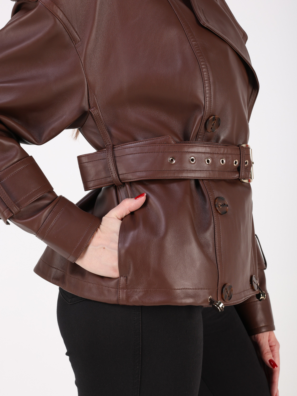 Кожаная куртка демисезонная косуха двубортная