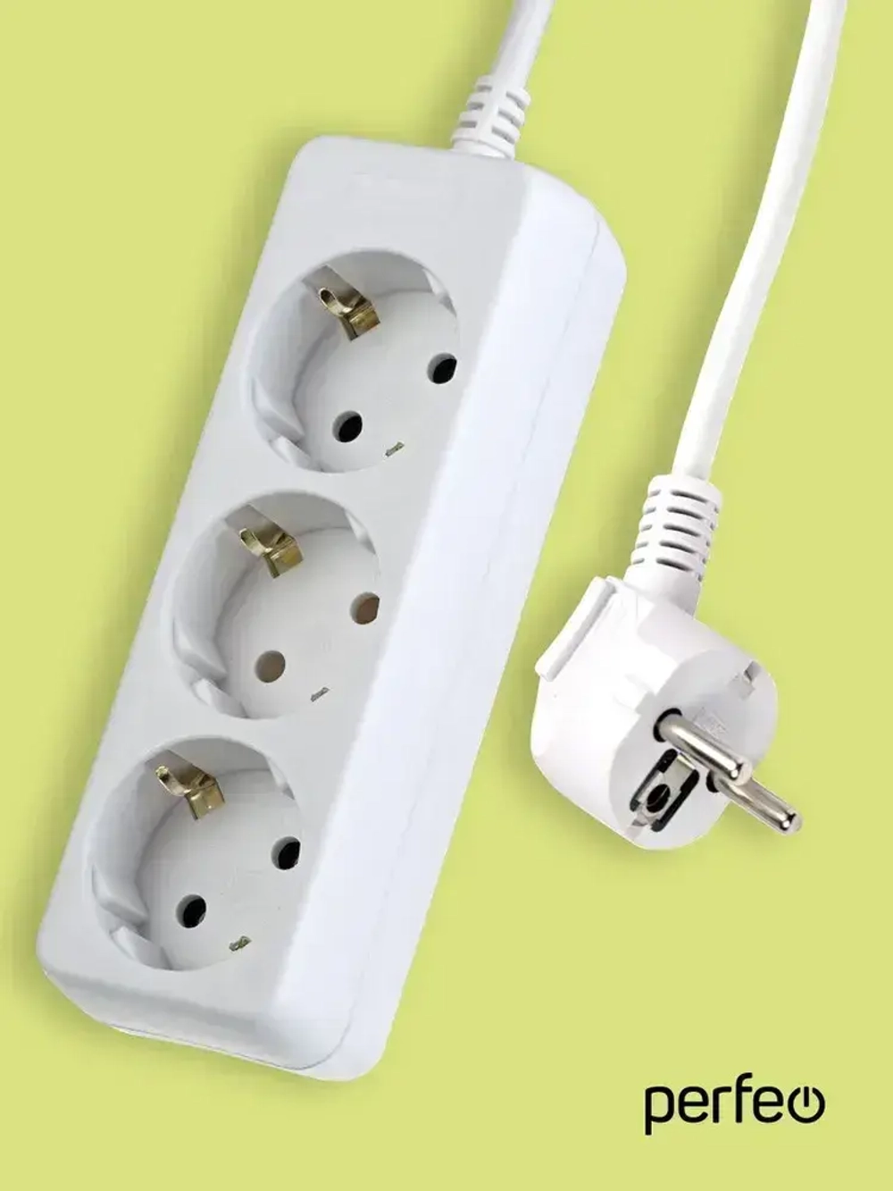 Perfeo сетевой удлинитель с заземлением POWERMATE, 7,0м, 3 розетки, белый