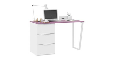 Стол письменный Порто11, с ящиками, белый/фиолетовый,2x75,1 см