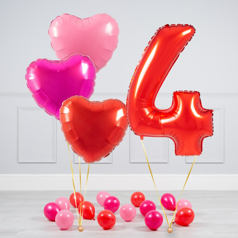 FM Шар 40" / 102 см "Цифра 4" Красный (БГ-60)  Изображение2