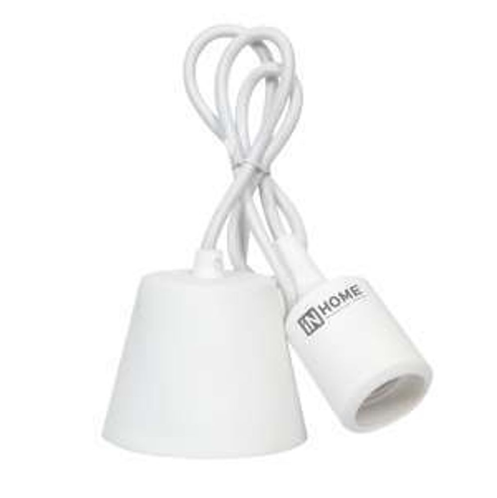 Патрон силиконовый Е27 со шнуром 1м бел. IN HOME 4690612008684 Патрон силиконовый Е27 со шнуром 1м бел. IN HOME 4690612008684