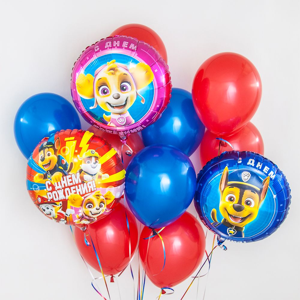 Шар (18"/46 см) Круг, Щенячий Патруль, С Днем Рождения!, Синий