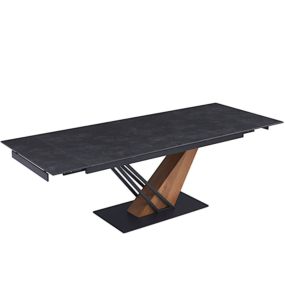 Стол керамический LA ALTA SALVADOR Vik Dark Grey 180-240/90*76, какркас черный/дерево
