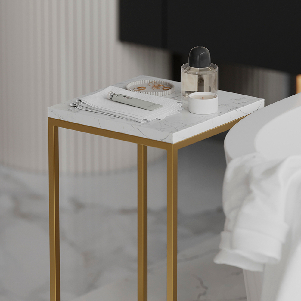 Набор из 2-х столиков Bergenson Bjorn Mayen Gold, белые/золотистые