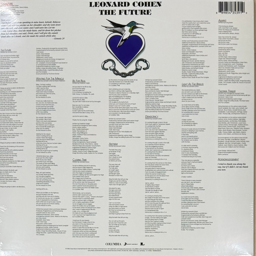 Leonard Cohen ‎– The Future (Европа 2017г.)