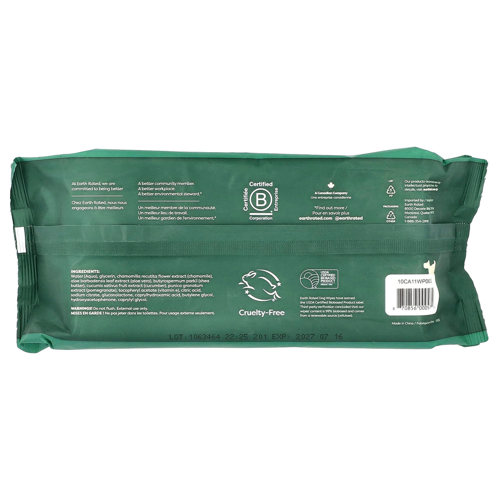 Earth Rated, салфетки для собак, без запаха, 100 шт.
