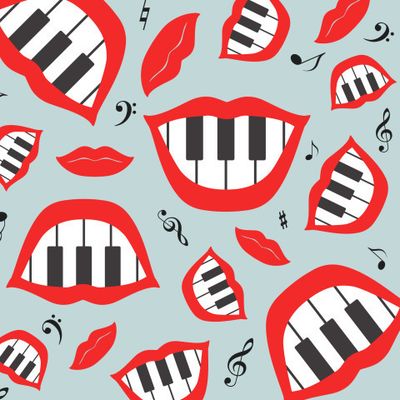 Слушай музыку и улыбайся! (серо-красный вариант)