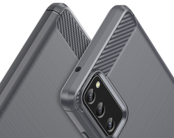 Серый мягкий чехол в стиле карбон на Samsung Galaxy S20 FE (Fan Edition), серия Carbon от Caseport