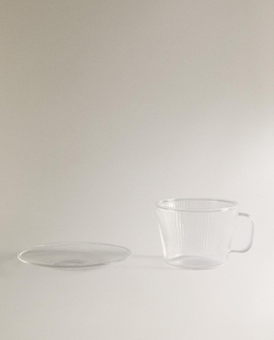 Zara Home чайная пара из боросиликатного стекла, цвет прозрачный, 15.5 см