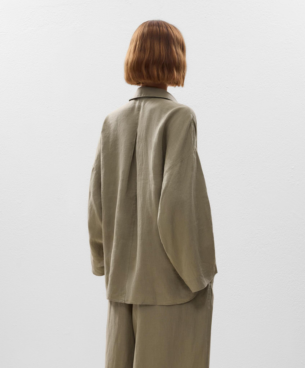 OYSHO Рубашка оверсайз из 100% льна, хаки