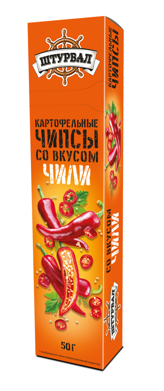 Чипсы ШТУРВАЛ! картоф.пластинки чили 50г (25шт)