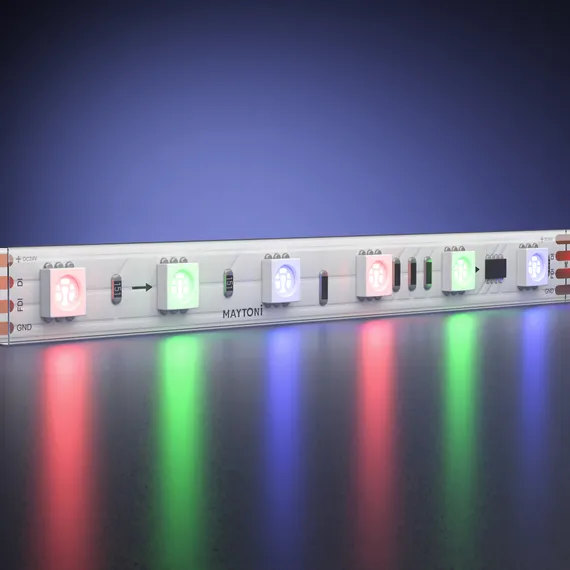 Светодиодная лента 24В 5050 14,4Вт/м 5м IP 68 Адресная (SPI) Цветная (RGB) 201249 Led Strip 201249