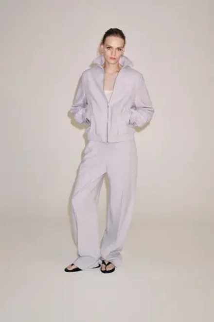 ZARA БОМБЕР ИЗ СМЕСОВОГО ЛЬНА — ZW COLLECTION, ЦВЕТ МАЛЬВЫ