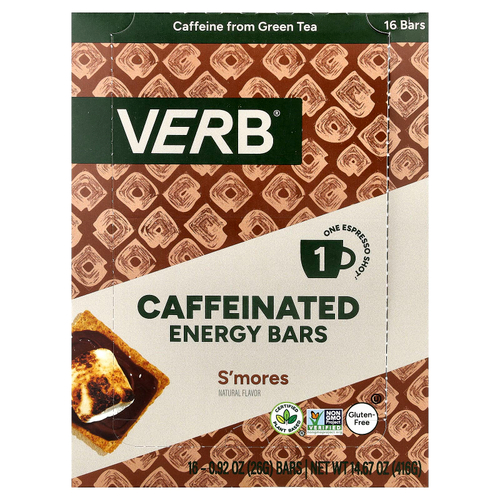 Verb Energy, Caffeinated Energy Bars, S'mores, 16 Bars, 0.92 oz (26 g) Each