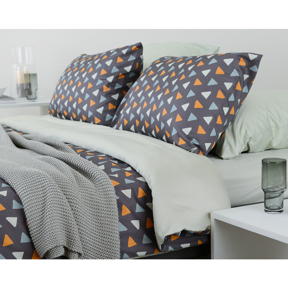 Постельное белье 1.5 спальное Tkano Wild сатин мятное с принтом Triangles