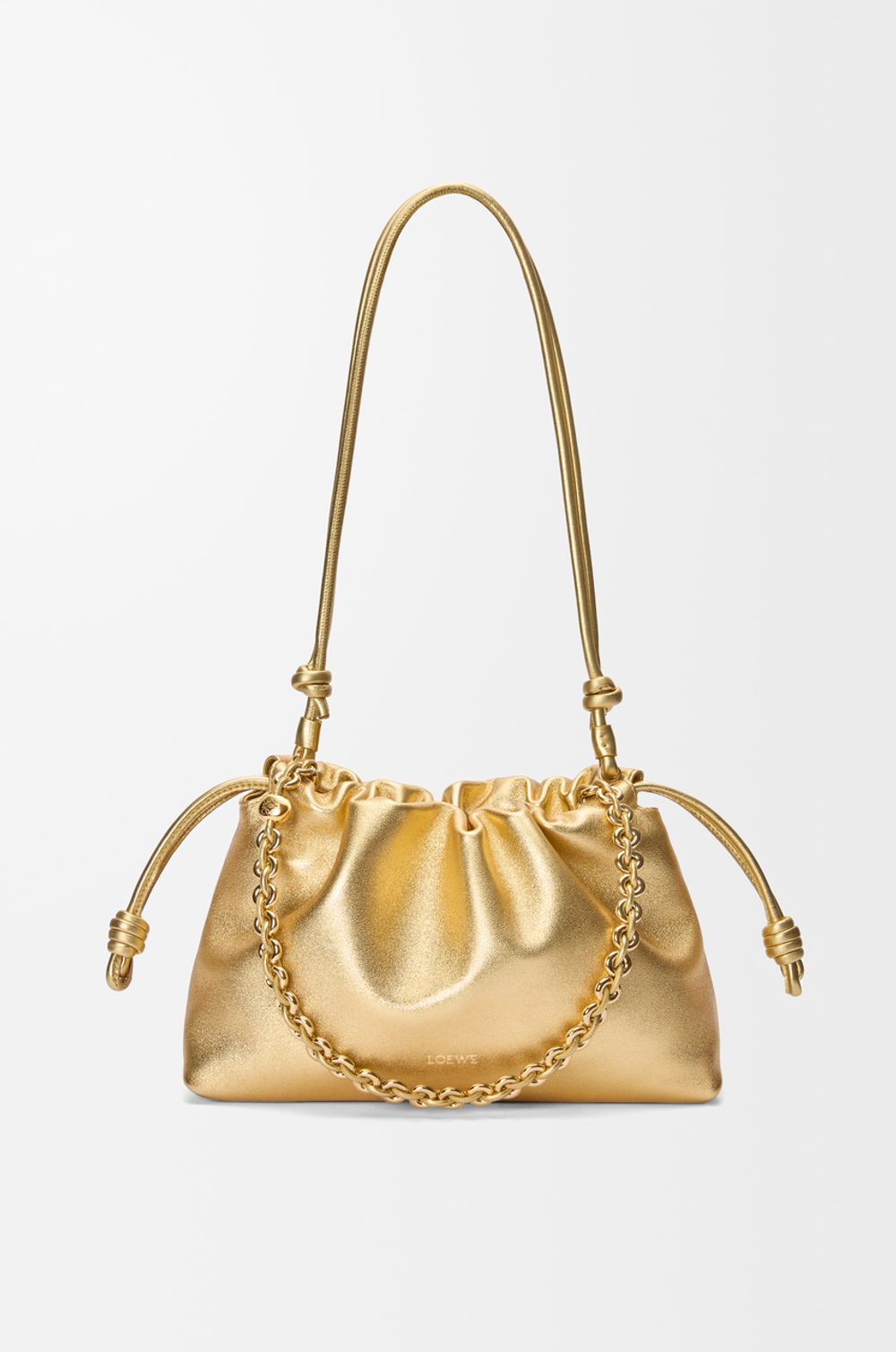 Loewe Средняя сумка-клатч Flamenco из ламинированной овечьей кожи, золотой