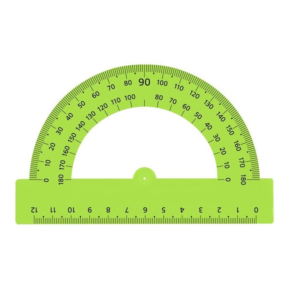 Транспортир 180°/10 см, Calligrata, пластиковый, прозрачный, зеленый, микс