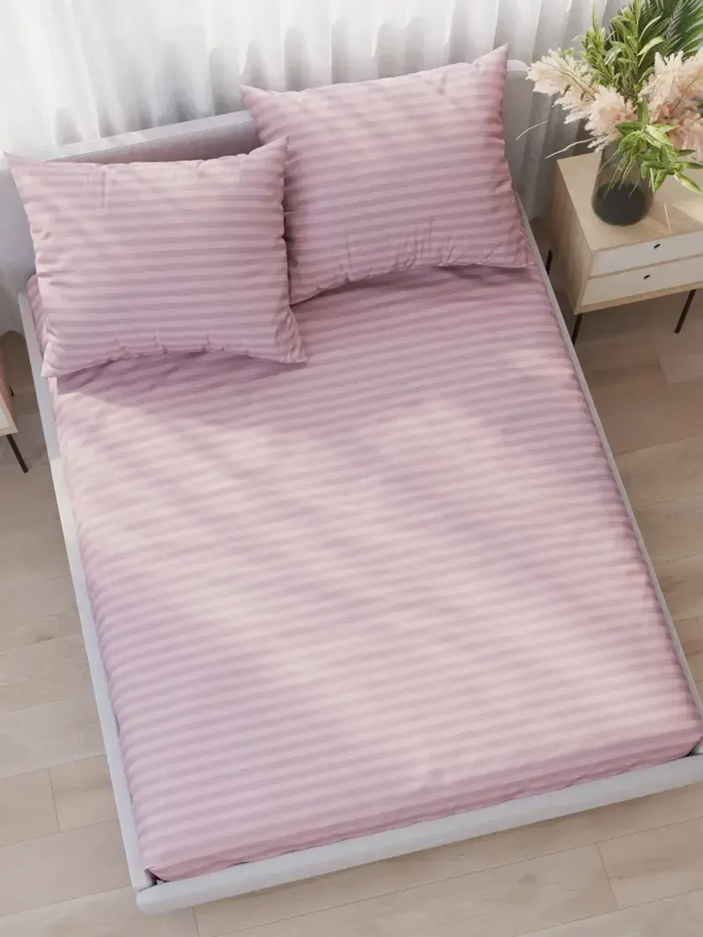 Постельное белье перкаль Сказка "Розовая соната" 1,5-сп Наволочка 50х70 см 1 шт Простынь на резинке 90x200 смПододеяльник 145x215 см