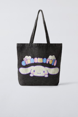 ZARA СУМКА-ШОПЕР CINNOMOROLL ©, ЧЕРНЫЙ