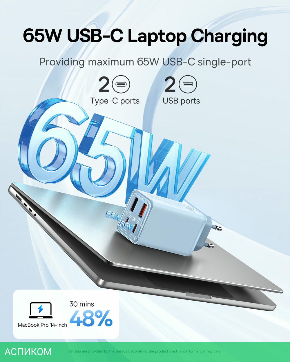 Сетевое зарядное устройство Baseus GaN6 Pro 65W EU Galaxy Bluе (P10162701313-00)