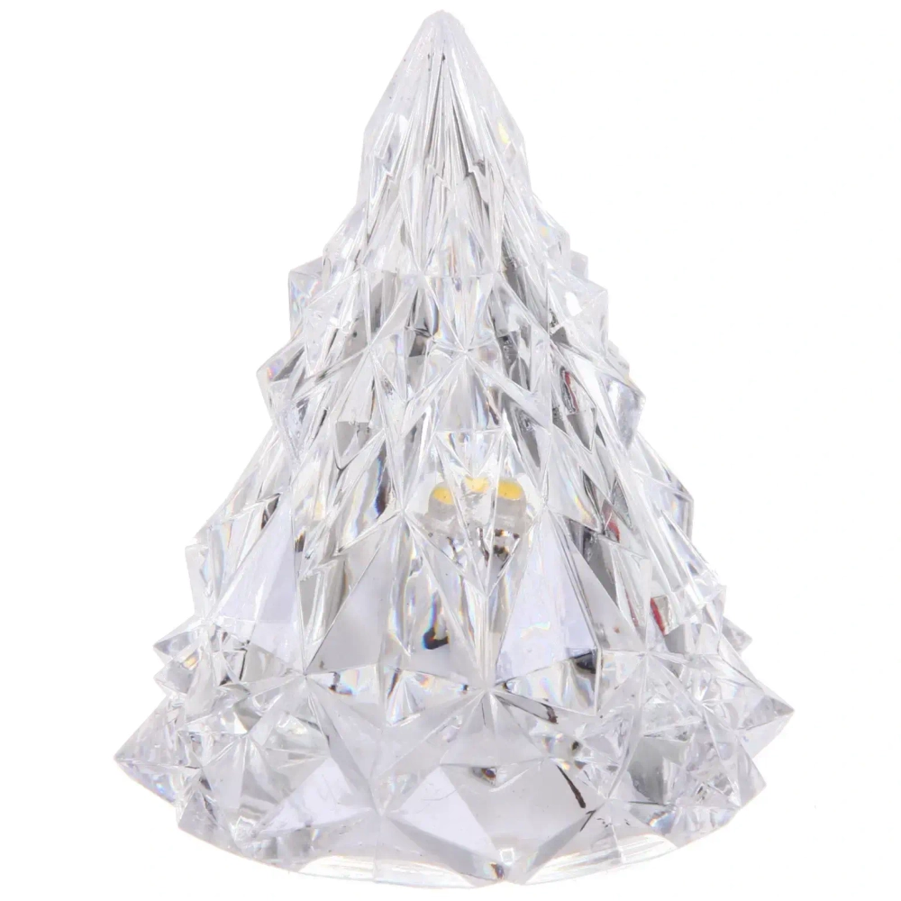 Сувенир с подсветкой «Кристальная ёлочка» 6,5*8 см, Теплый белый