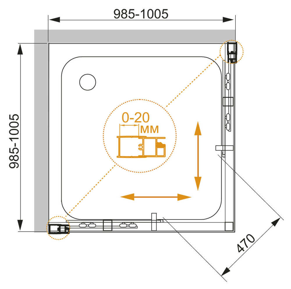 Душевой уголок Cezares MOMENTO-A-2-100-C-Cr