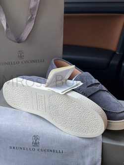 Лоферы Brunello Cucinelli мужские замшевые серого цвета