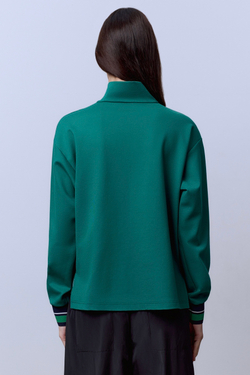 Поло на молнии с длинным рукавом