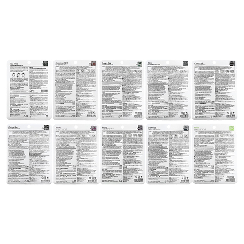 Dermal, Collagen Essence, маски с коллагеном, успокаивающие, ассорти, 10 шт. по 23 г (0,81 унции)