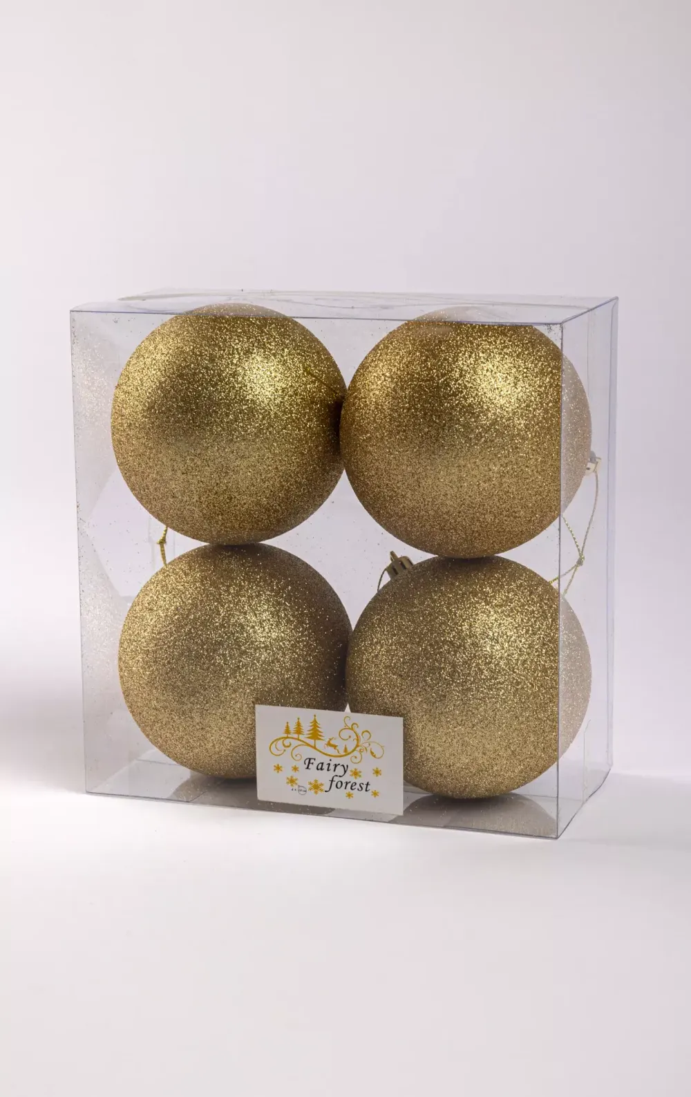 Набор новогодних шаров (4 шт) - глиттер