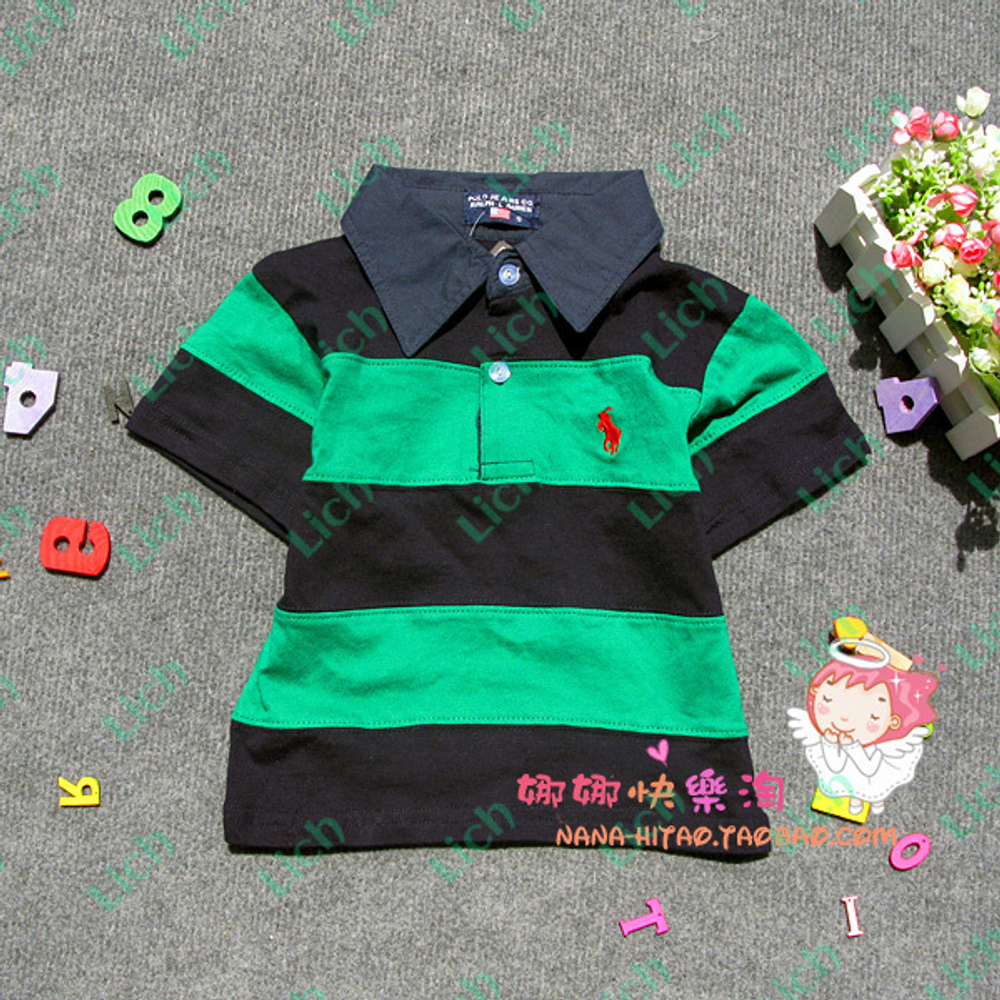 Поло в полоску с фирменной вышивкой на груди