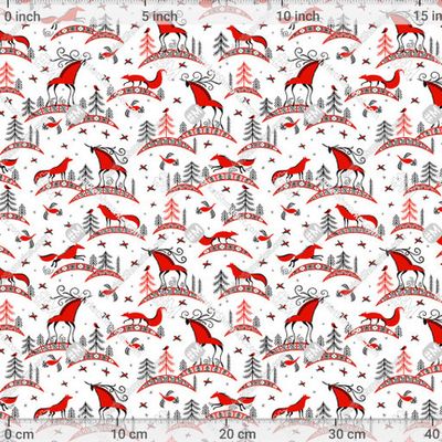 Олени, лисы, птицы. Мезенская роспись. (Дизай by Irina Skaska 492 DPI