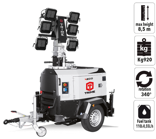 Осветительная мачта TRIME X-ECO 6X160W 48V LED дизельная - [8.5 м / Kubota]