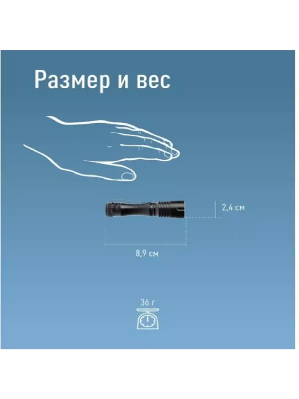Фонарь ручной KOS105B с линзой с зумом 1xAA