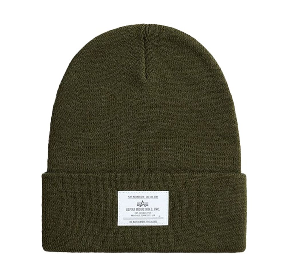 Шапка Alpha Industries Essential Beanie (Зеленая) Шапка Alpha Industries Essential Beanie (Зеленая)
