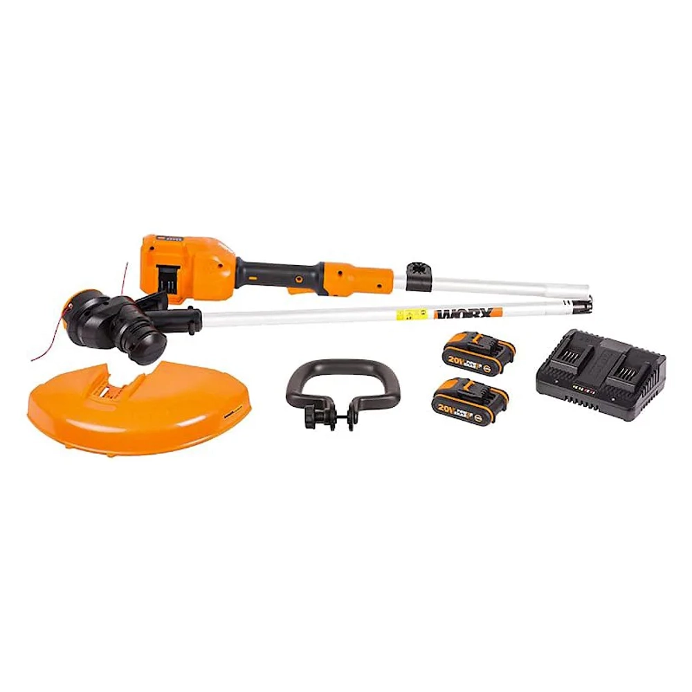 Триммер аккумуляторный WORX WG183E 40В (2 x 2 Ач, ЗУ) захват 330 мм, 2.9 кг