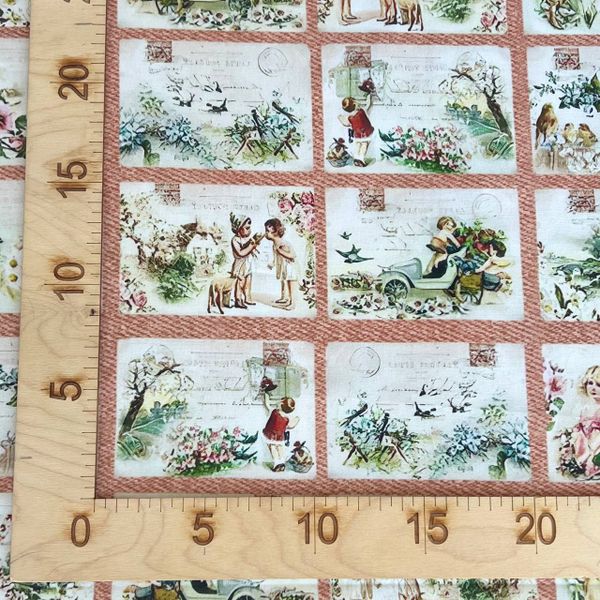 ВИНТАЖНЫЕ ОТКРЫТКИ, Купон 58/110 см - 100% хлопок 2